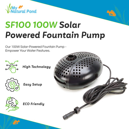 MNP SF100 100W 1,268 GPH Powerful Solar Pond Fountain Kit
