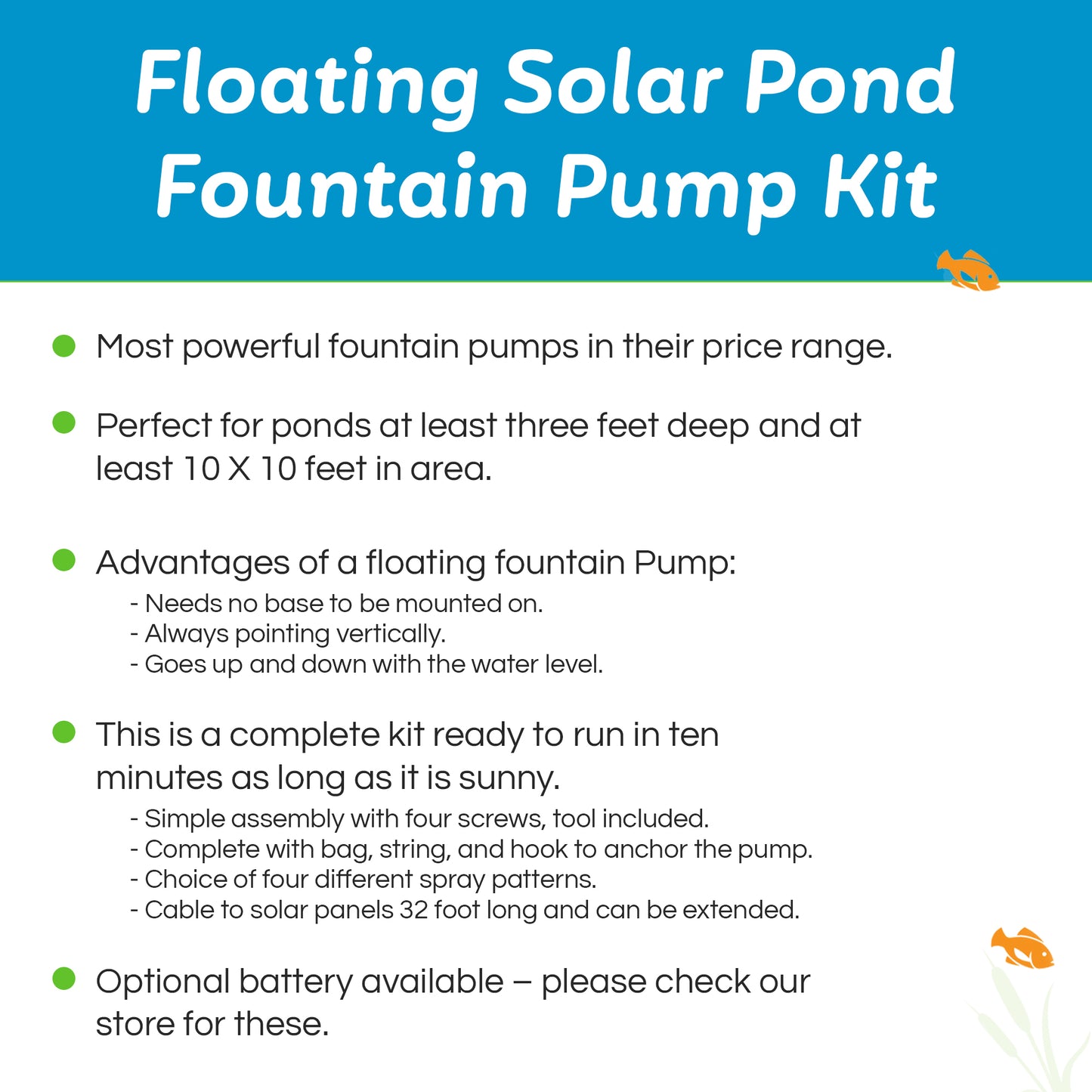 Floating Solar Pond Fountain Pump two models 50W and 100W